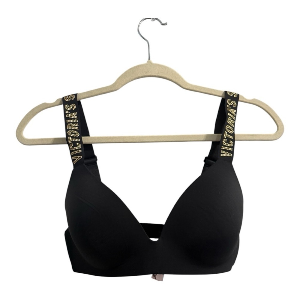 Victorias Secret Black Seamless Bra Bedazzled Size 32D